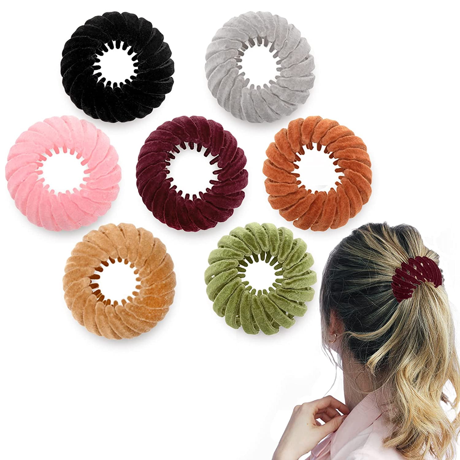 7Pcs Birds Nest Hair Clip Lazy People Retractable Ponytail Holder Clip