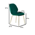 thumbnail image 4 of Best Master Mid-Century Velvet Upholstered Dining Side Chair in Green (Set of 2), 4 of 6