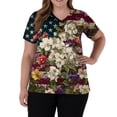 thumbnail image 3 of 4th of July Scrub Tops for Women Casual V Neck USA Flag Print Scrubs Short Sleeve USA 250th Anniversary Patriotic Scrub Shirts Nursing Uniform Medical Nurse Workwear with Pockets Deep Red 2XL, 3 of 5