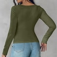 thumbnail image 4 of Ltctricy T Shirts for Women Long Sleeve Square Neck Solid Color Ribbed Slim Tunic Tops with Built in Bra Soft Casual Tees(Green,Small), 4 of 7