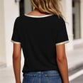 thumbnail image 4 of Tqcoqu Women's Metallic Trim T Shirt V Neck Short Sleeve Tee Casual Summer Tops,Black,Women's S-XXL, 4 of 7