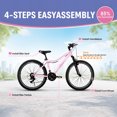 thumbnail image 5 of Mountain Bike 24/26 Inch, High-Density Carbon Steel Frame, 21 Speed, Front Suspension, Dual V-Brakes, 80% Pre-Assembled for Men Women Teens, 5 of 10