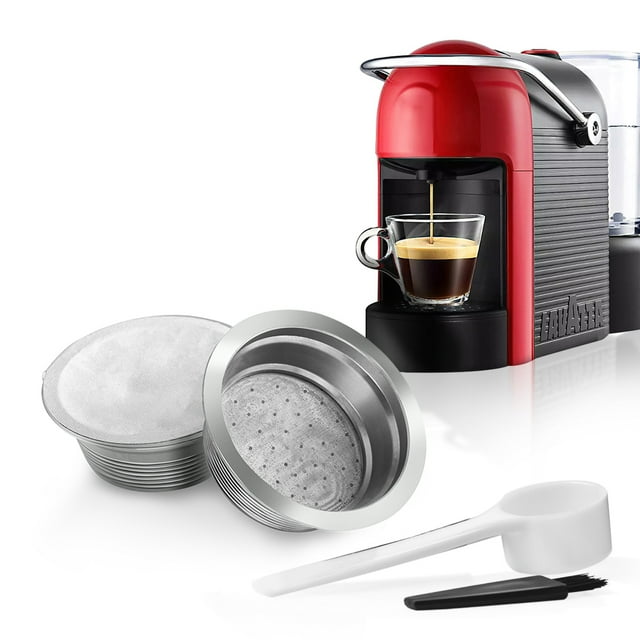 benfuchen Capsules de Café Rechargeables Réutilisables en Acier Inoxydable Compatibles avec LAVAZZA A MODO MIO Filtre de Tasse à Café avec 60 Pcs Papier D\'aluminium
