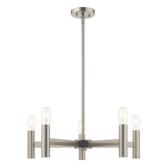 Modern Farmhouse Five Light Chandelier-Brushed Nickel Finish Bailey Street Home 218-Bel-3110283