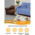 thumbnail image 5 of Navy Blue Stripe Couch Cover for 2 Cushion Sofa, Modern White Vertical Striped Geometric Washable Loveseat Sofa Covers Slipcover for Sectional Sofas L-Shaped, Couch Throw Cover 71"x118", 5 of 9