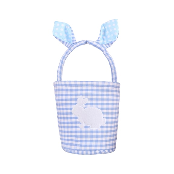 ToyKingdee Bunny Easter Basket, Classic Gingham Easter Bucket Bag for Easter Egg Hunts Party Favor Decorations