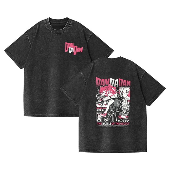 Duoxingbao New washed distressed short-sleeved cartoon DANDADAN trendy loose top cross-border T-shirt