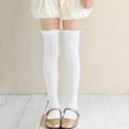 thumbnail image 3 of Eltusu Girls Knee-High Socks, Tight Knitting Cotton Casual Stretchy Dance Socks White Size 3-10T, 3 of 7