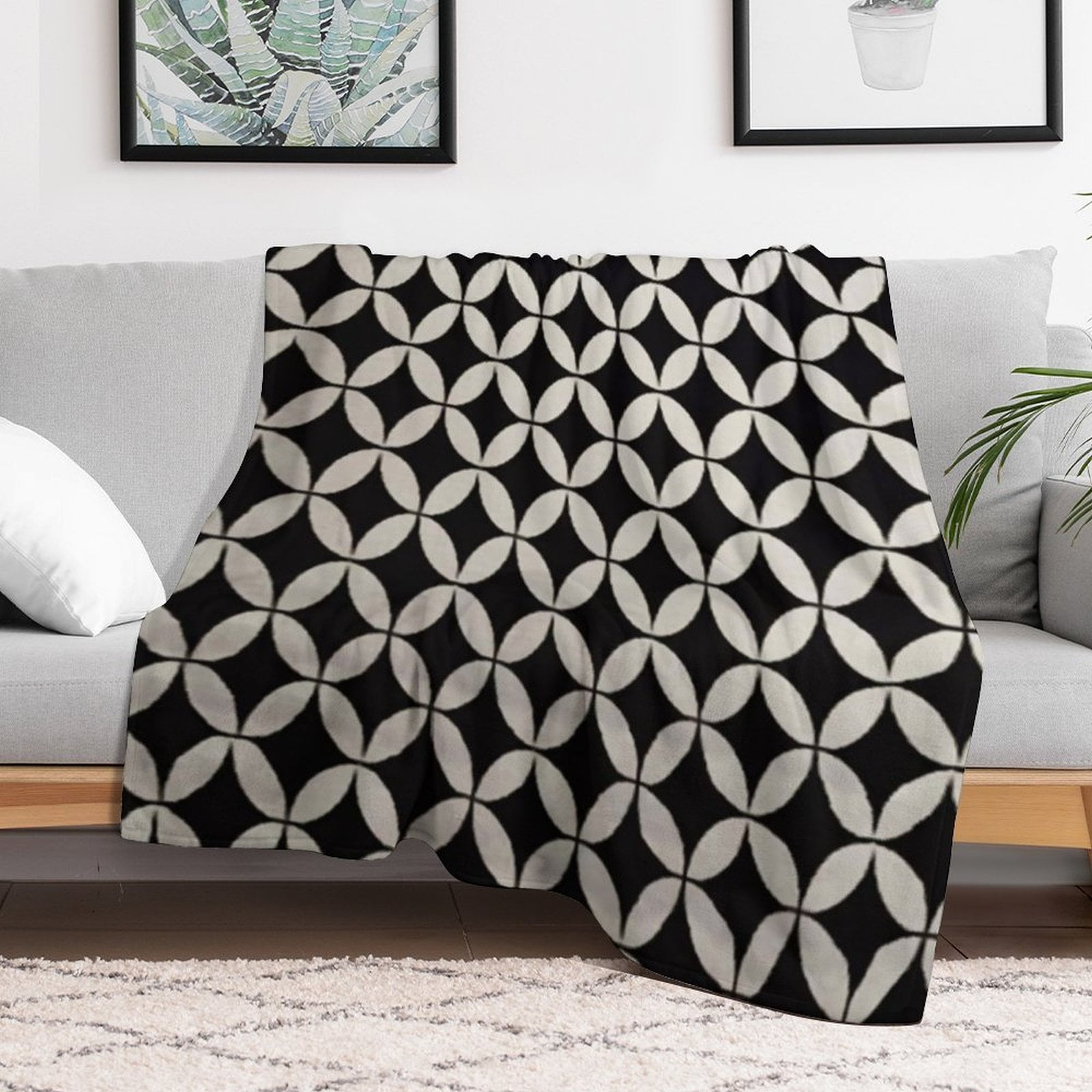 Black and white The Full Collection of Flannel Blanket Lightweight Cozy Bed Blankets Soft Throw Blanket Fit Couch Sofa for Kids Adults 60"×80"