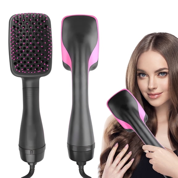 Ionic Hot Air Brush, 2-in-1 Hair Dryer and Styler, Wet & Dry Use, Anti-Scald Volumizer for Curly, Straight Hair