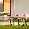 thumbnail image 4 of EeaseMX unidad de 1 arrastre de 3 LED, luz solar para césped, iluminación de jardín para exteriores, resistente al agua, foco de suelo con diseño de flamenco, luz blanca, 4 of 7