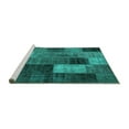 thumbnail image 2 of Ahgly Company Machine Washable Indoor Square Patchwork Turquoise Blue Transitional Area Rugs, 6' Square, 2 of 4