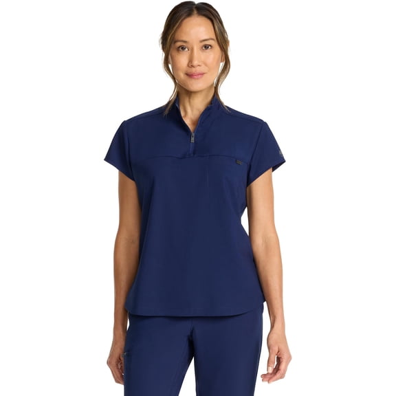 Healing Hands Scrubs for Women Scrub Top with Zip Stand Collar 360° Stretch HH752, M, Navy