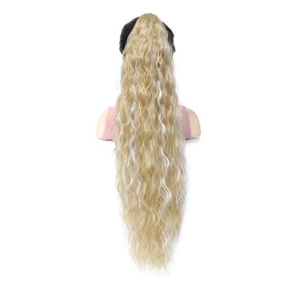 Ponytail Extension 30Inch Claw Clip Hair Extensions Blonde Highlight Synthetic Long Wavy Pony Tails Hair Extensions Clip on Ponytails Hairpiece for Women