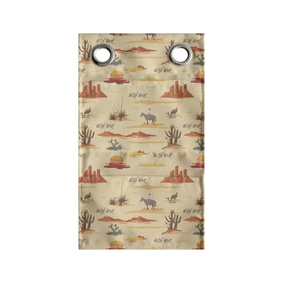 Dune Hanging Pocket Organizer, Vintage Style Repetitive Wild West Pattern with Cactus Cowboy Mountain, Printed Polyester Storage Bag with Pockets, 9" x 16", Pastel Brown Multicolor