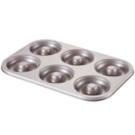 CHEFMADE Donut Mold Cake Pan 6-Cavity Non-Stick Ring Doughnut Bakeware for Oven Baking (Champagne Gold)