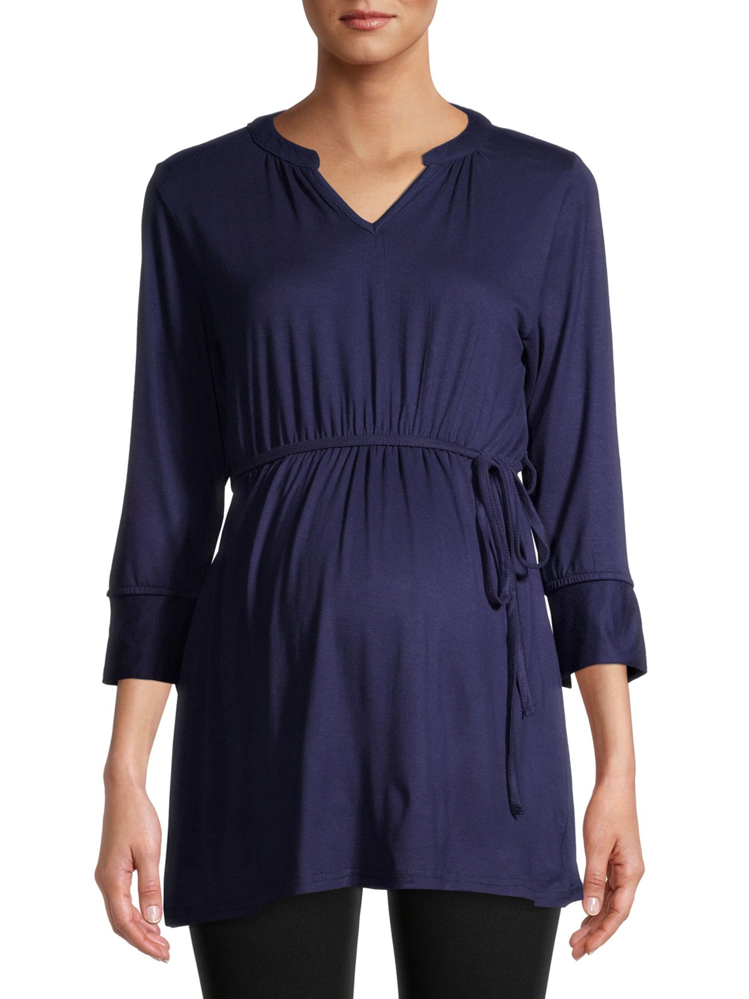 Oh! Mamma Maternity Blouse with 3/4 Tie Sleeves