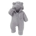 thumbnail image 2 of BLVB Newborn Baby Outfit with Fold-Over Mittens and Footies Girls Boys Winter Fleece Clothes Warm Hooded Romper Snowsuit, 2 of 6
