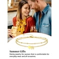 thumbnail image 6 of Silvora Women's 14k Gold Plated Ankle Bracelet for Women Double Layer Beaded Adjustable Waterproof Anklets Holiday Jewelry Gift, 6 of 7