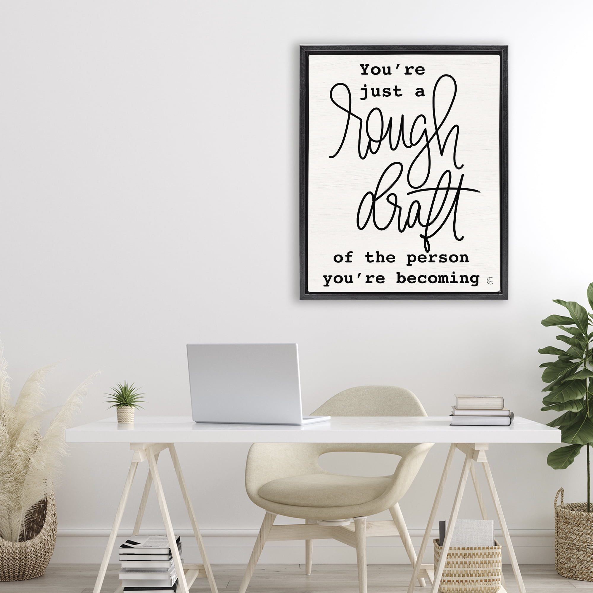 Stupell Industries Rough Draft Of Person Black Framed Floater Canvas Wall Art, design by Fearfully Made Creations