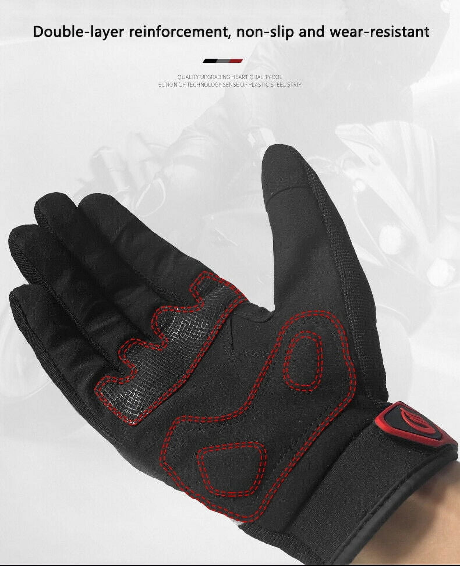 Sheepskin Motorcycle Gloves for Men, Touchscreen Motorcycle Riding Full Finger Gloves for Motocross Motorbike Dirt Bike Bicycle Racing ATV UTV