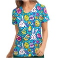 thumbnail image 3 of Axiiglly Scrubs for Women Easter Printed Nursing Tops Casual V Neck Scrub Tops with Pockets Short Sleeve Stretchy Nursing Undershirts Holiday Cute Egg Scrubs Uniform on Clearance, 3 of 5