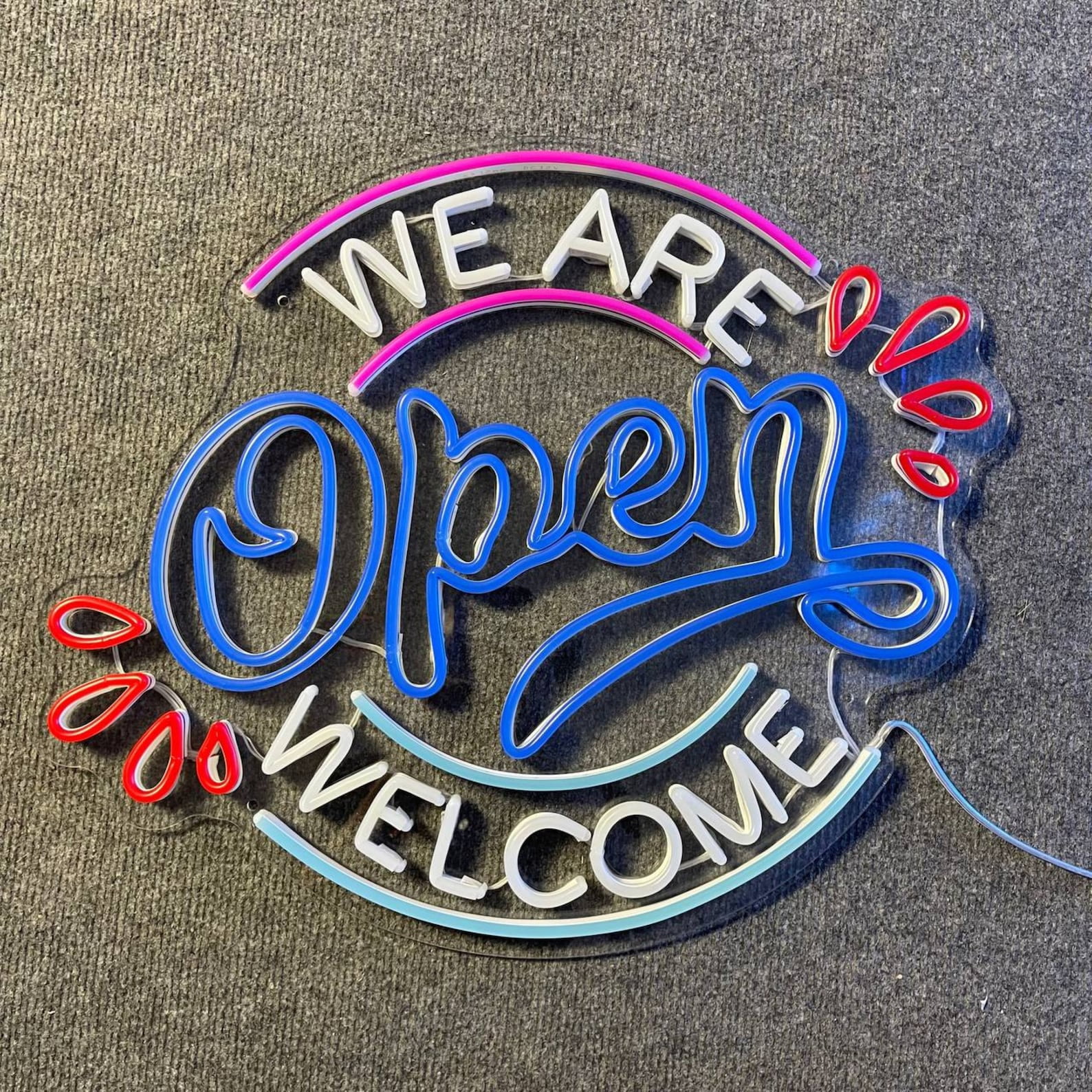 Handmadetneonsign Open Neon Sign, Welcome LED Sign For Store Decor