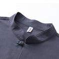 thumbnail image 4 of Camisas s Para Hombre Manga Corta Traje Tang para hombre Camisa de gabardina larga con cuello levantado y hebilla de disco de color sólido (Grey, XXL), 4 of 7