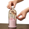 thumbnail image 6 of Rotating Makeup Brush Organizer With Dust Cover Multi-Slot Cosmetic Holder For Bathroom Countertop & Vanity(Pink-10X4In), 6 of 7