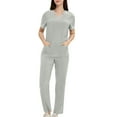 thumbnail image 6 of WRKEKC Scrubs for Women 2 Piece Sets for Women Solid Color Short Sleeve V-Neck Top with Pockets and Pants Set for Medical Workwear Fall Outfits, 6 of 6