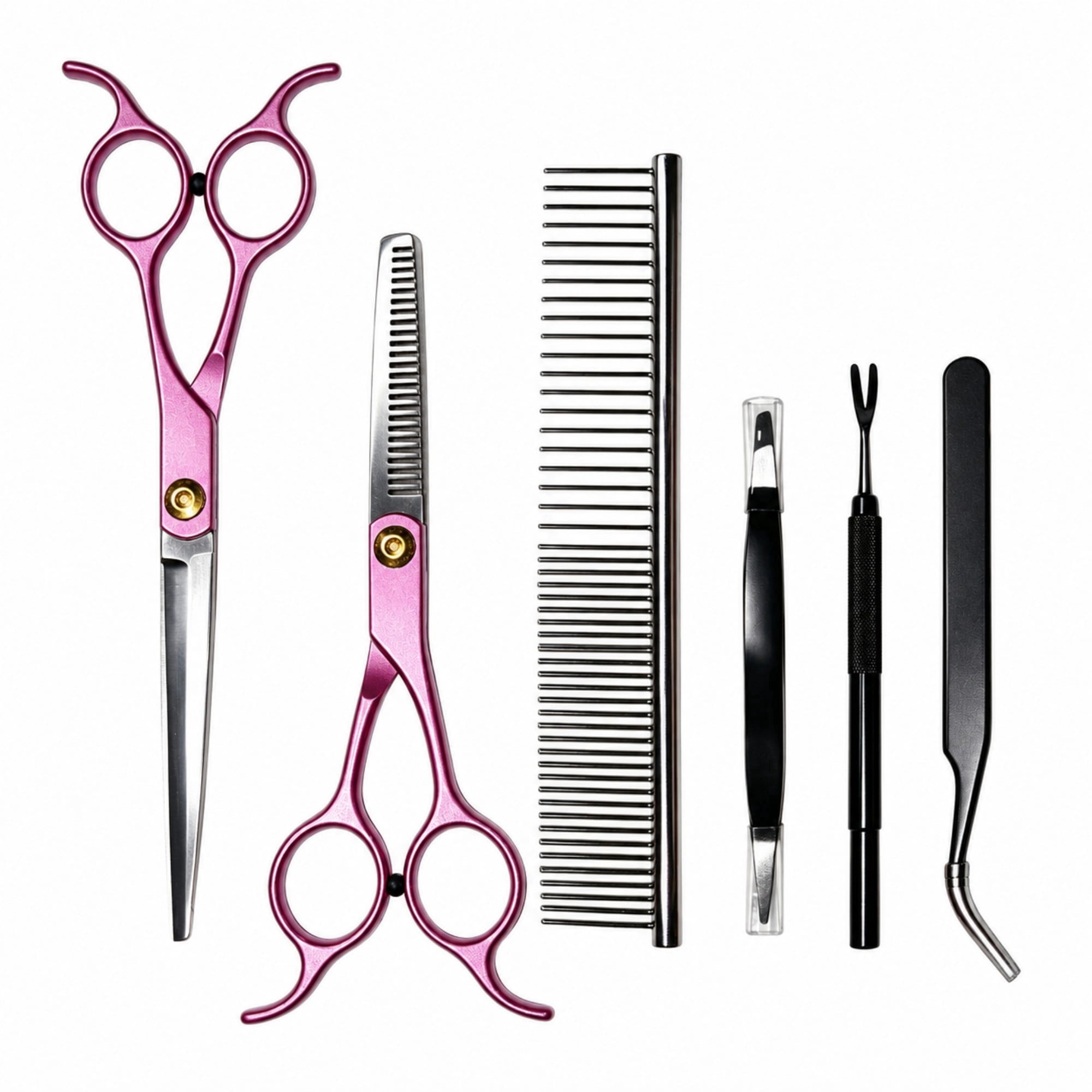 6-Piece Professional Pet Grooming Kit Stainless Steel Dog & Cat Shear Set