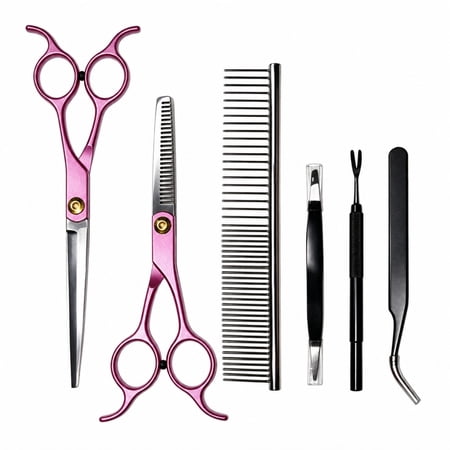6-Piece Professional Pet Grooming Kit Stainless Steel Dog & Cat Shear Set