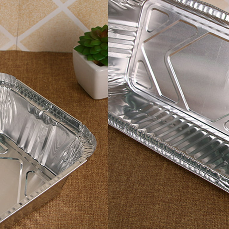 10Pcs Rectangular Tin Foil Tray Disposable Food Container BBQ Cake