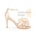 thumbnail image 5 of BLISSFUL STEP Flower Ankle Strap Stiletto Heel Sandals for Women Champagne 6, 5 of 7
