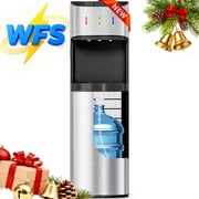 Patiosunny Bottom-Loading Water Dispenser, 3 Temperatures (Hot, Room and Cold), Child Safety Lock, LED Display with Water Shortage Alert, Silver