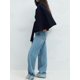 thumbnail image 5 of Ponchos con Mangas de Murciélago para Mujer, Abrigo de Lana con Cuello Alto y Cinturón, Chaqueta Corta de Invierno Marina L, 5 of 7