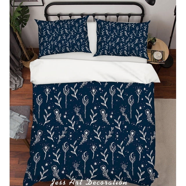 3D Blue Moon Star Plants Quilt Cover Set Bedding Set Duvet Cover Pillowcases