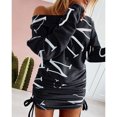 thumbnail image 1 of Womens Dresses Clearance Plus Size Women's Trendy Pullover Off Shoulder Print Drawstring Ruched Long Sleeve Dress Gray L JE, 1 of 7