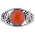 thumbnail image 2 of Natural Carnelian 8mm Cabochon Round Shape Gemstone Surrounded by Gorgeous Twisted Wire Coil & Rawa Work Handmade 925 Sterling Solid Silver Ring For Women, 2 of 2