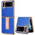 thumbnail image 1 of Nalacover for Samsung Galaxy Z Flip 4 Hidden Kickstand PU Leather Case, Electroplated Frame Shockproof Folding Cover for Samsung Galaxy Z Flip 4 Full Protection Anti-Scratches Bracket Case,Blue, 1 of 13
