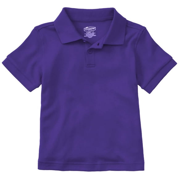 Classroom School Uniforms Kids Toddler Unisex Short Sleeve Interlock Polo, Dark Purple, 4T