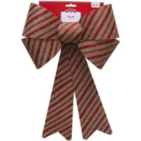 Holiday Time Glitter Stripe Burlap Rigid Bow