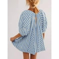 thumbnail image 2 of Womens Oversized Striped Romper Dress Shorts Jumpsuit Beach Vacation Clothes with Pockets Blue S, 2 of 5