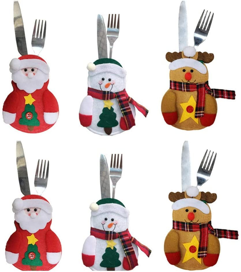 1-4 x Christmas Santa Holder Dinner Table Decor Cutlery Silverware Bag Pockets 