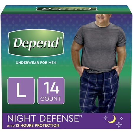 Depend Night Defense Incontinence Disposable Underwear for Men - Overnight Absorbency - L - 14ct