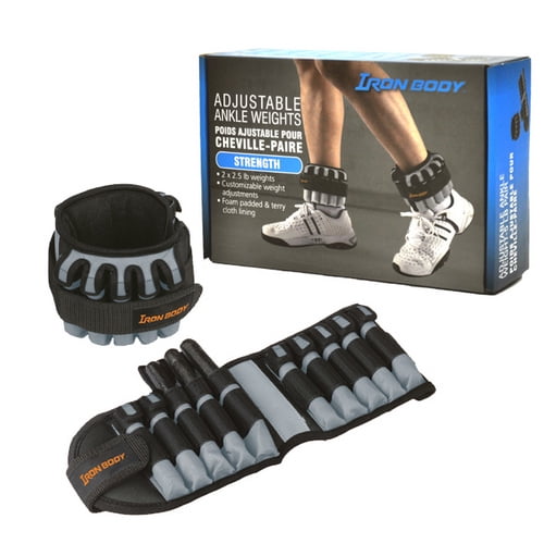 IBF Deluxe Adjustable Ankle Weights 5 lbs Pair (2 x 2.5 lbs) by Iron Body Fitness