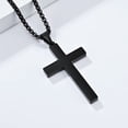 thumbnail image 2 of PAMTIER Unisex Stainless Steel Classic Simple Glossy Plain Cross Biker Crucifix Amulet Couple Necklace Black with 23.6" Chain, 2 of 5