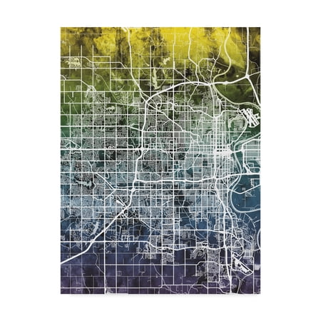 Trademark Fine Art 'Omaha Nebraska City Map Blue Yellow' Canvas Art by Michael Tompsett