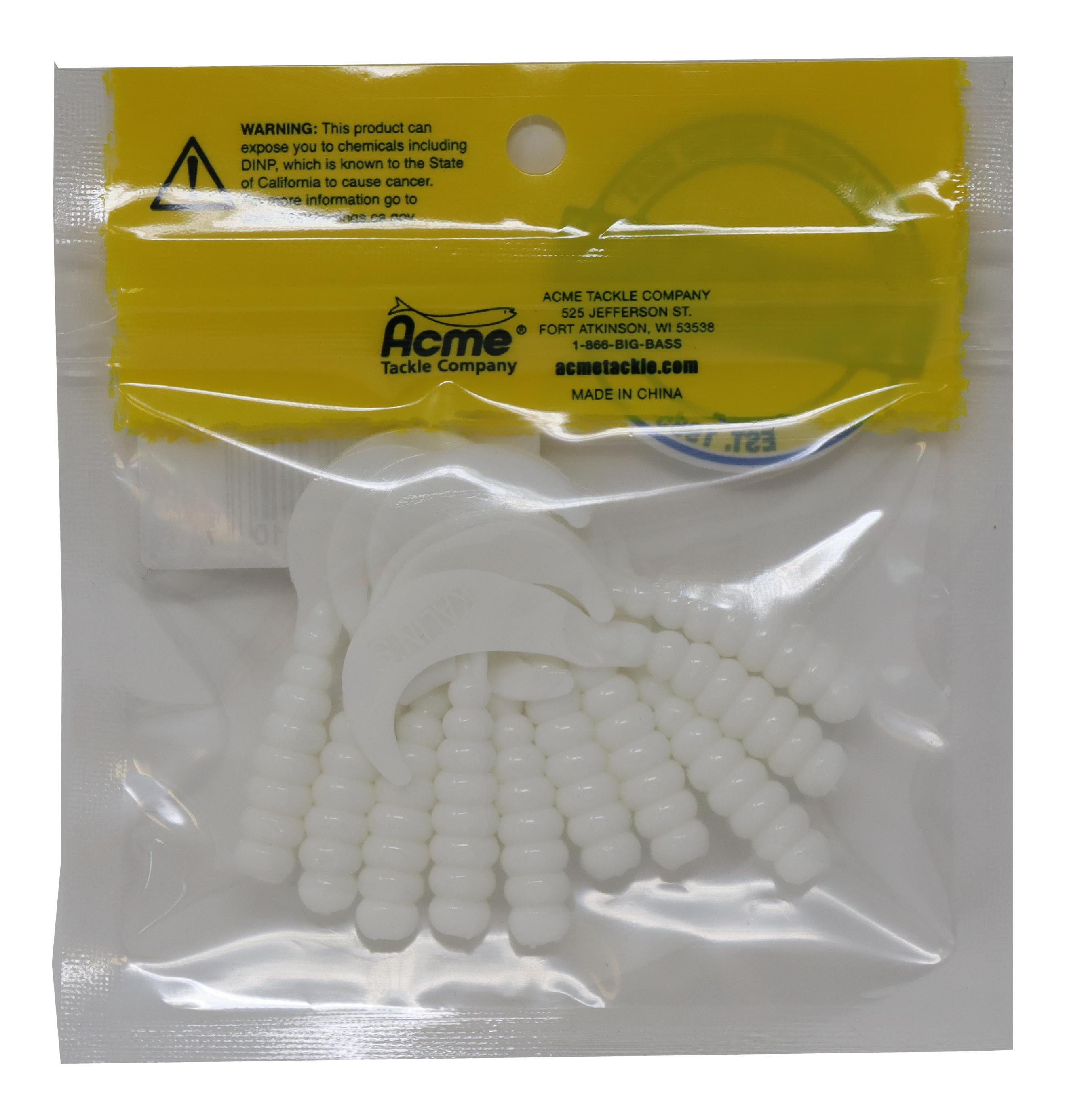 Kalin's Freshwater 2 in. Lunker Soft Plastics Fishing Lure Grub, White, Lakes River, 10pk