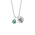 thumbnail image 2 of Delight Jewelry Silvertone 3-D Green Striped Ornament Silvertone Script Initial Disc - G - Charm Necklace, 20"+3", 2 of 4
